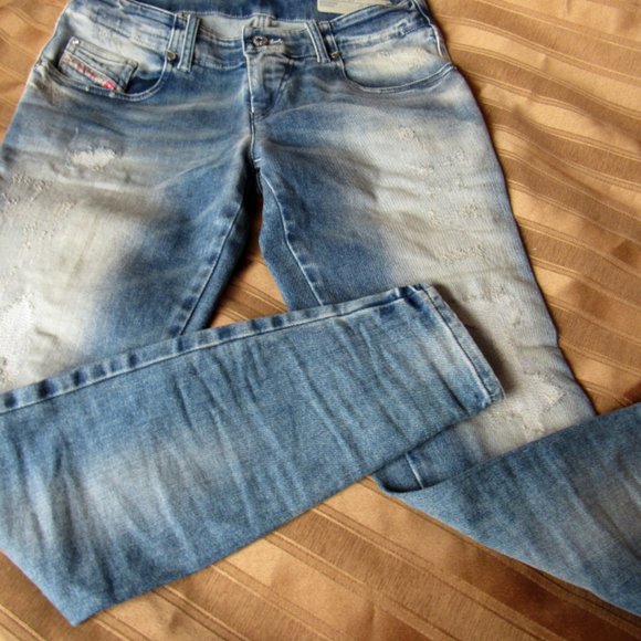 Diesel Jeans Womens Size 28 Blue Distressed Stretch Skinny Denim Low Rise. - Picture 4 of 6